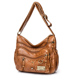 Vintage Square Leather Women's Shoulder Bag Ladies Messenger Handbag
