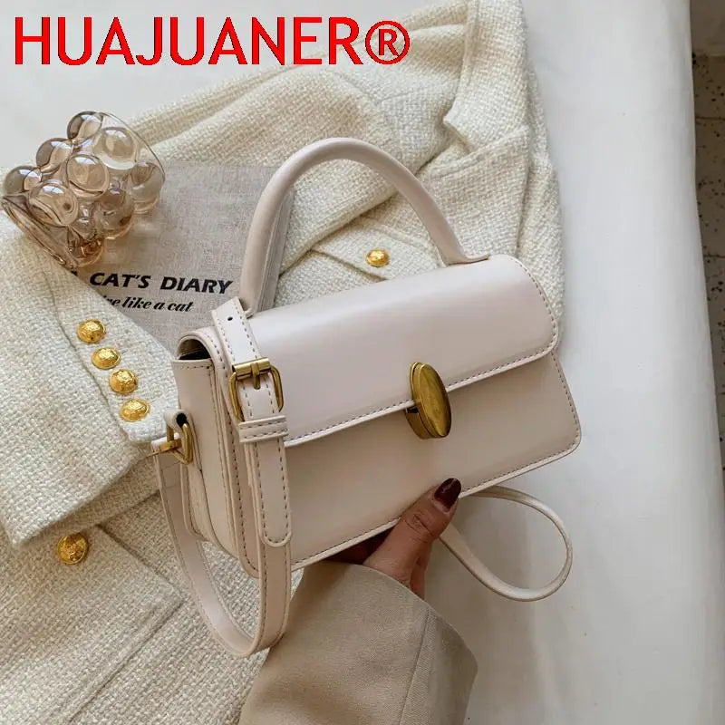 Vintage Square Shoulder Bags for Women Small Flap Messenger Handbag