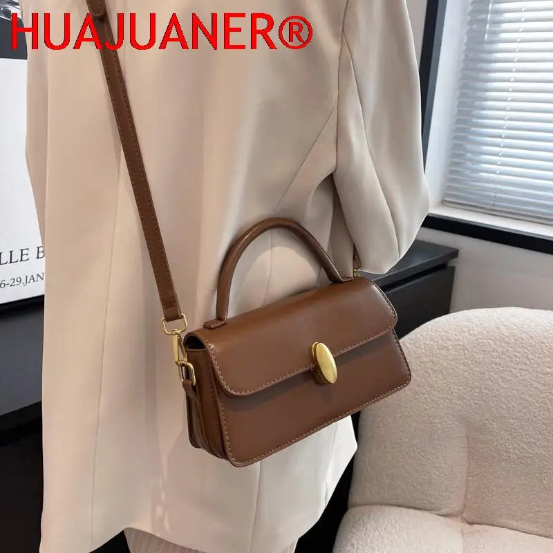 Vintage Square Shoulder Bags for Women Small Flap Messenger Handbag