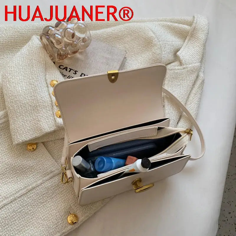 Vintage Square Shoulder Bags for Women Small Flap Messenger Handbag