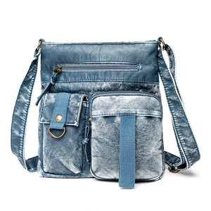 Vintage Square Wash Leather Women's Shoulder Bag Ladies Messenger Bag