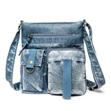 Vintage Square Wash Leather Women's Shoulder Bag Ladies Messenger Bag
