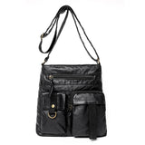 Vintage Square Wash Leather Women's Shoulder Bag Ladies Messenger Bag