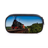 Vintage Steam Train Locomotive Cosmetic Pencil Bag