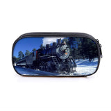 Vintage Steam Train Locomotive Cosmetic Pencil Bag