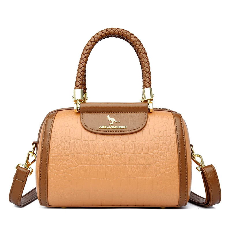Vintage Stone Pattern Leather Shoulder Crossbody Bags Women