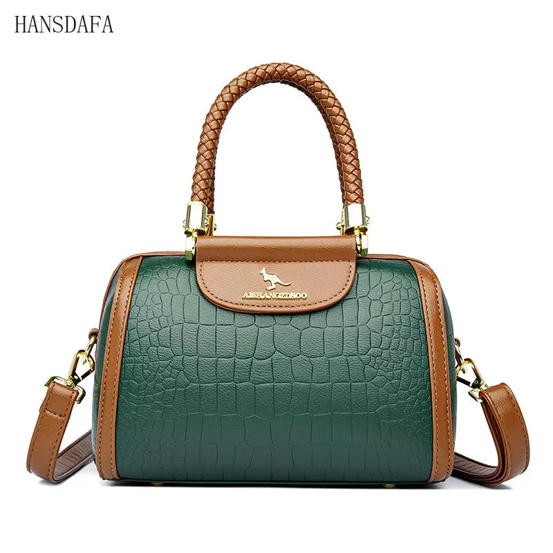 Vintage Stone Pattern Leather Shoulder Crossbody Bags Women