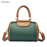 Vintage Stone Pattern Leather Shoulder Crossbody Bags Women
