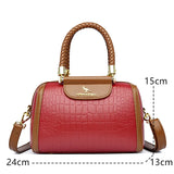 Vintage Stone Pattern Leather Shoulder Crossbody Bags Women