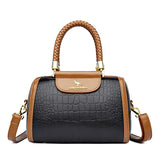 Vintage Stone Pattern Leather Shoulder Crossbody Bags Women