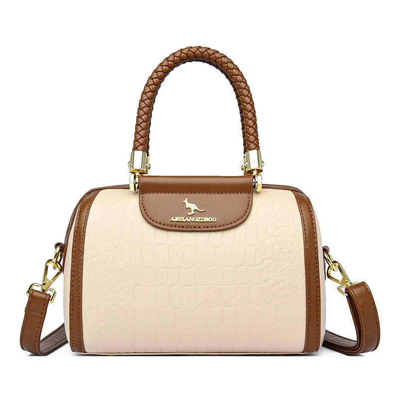 Vintage Stone Pattern Leather Shoulder Crossbody Bags Women