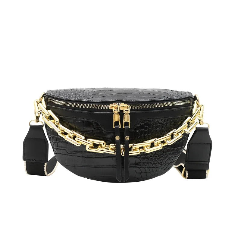 Vintage Stone Pattern PU Leather Waist Bags For Women