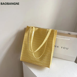 Vintage Stone Pattern Shoulder Bag For Women PU leather Totes Bag