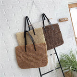 Vintage Straw Beach Bag Rattan Woven Shoulder Bag Large Capacity