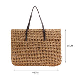 Vintage Straw Beach Bag Rattan Woven Shoulder Bag Large Capacity