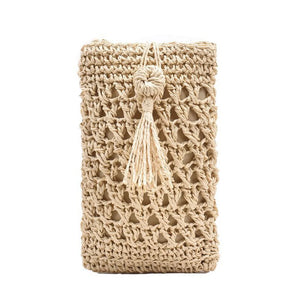 Vintage Straw Crossbody Phone Bag Women Small Purse Ladies Single Shoulder Pouch