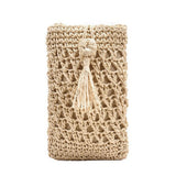 Vintage Straw Crossbody Phone Bag Women Small Purse Ladies Single Shoulder Pouch