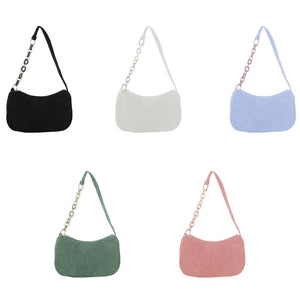 Vintage Stripe Corduroy Underarm Bag Women Casual Shoulder Bag