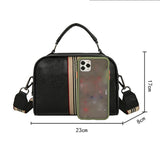 Vintage Stripe Small Square Bag Female PU Leather Shoulder Crossbody Bags