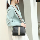 Vintage Stripe Small Square Bag Female PU Leather Shoulder Crossbody Bags
