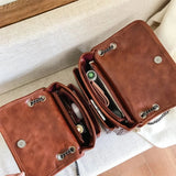 Vintage Stripe Women Shoulder Flap Bag High Oil PU Leather Handbags