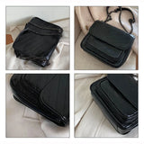 Vintage Stripe Women Shoulder Flap Bag High Oil PU Leather Handbags