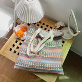 Vintage Striped Shoulder Bags Women Bohemian Style Underarm All-match