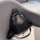Vintage Style Leather Backpack for Teenager Girls Schoolbag