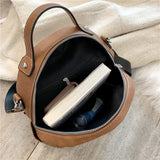 Vintage Style Leather Backpack for Teenager Girls Schoolbag