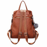 Vintage Style Women Backpack Pu Leather Girls Multifuncti...