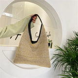 Vintage Straw Beach Bags Woven Bucket Bag Grass Tote Handbags