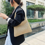 Vintage Straw Beach Bags Woven Bucket Bag Grass Tote Handbags