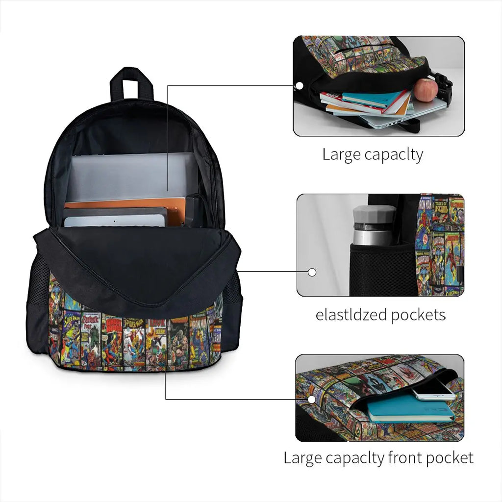Vintage Superhero Comic Book Backpacks Men's Backpacks Bags For Women