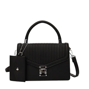 Vintage Chain Tote Bag w/ Small Bags PU Leather Women Handbag Shoulder Bag