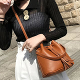 Vintage Tassel Crossbody Bucket Bag Woman Bag