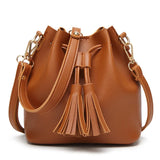 Vintage Tassel Crossbody Bucket Bag Woman Bag Female Shoulder Handbags