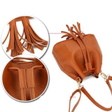 Vintage Tassel Crossbody Bucket Bag Woman Bag Female Shoulder Handbags
