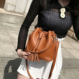 Vintage Tassel Crossbody Bucket Bag Woman Bag