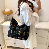 Vintage Floral Shoulder Bags Women Large Capacity Handbag Ladies