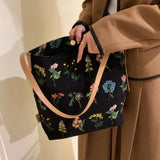 Vintage Floral Shoulder Bags Women Large Capacity Handbag Ladies