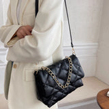 Vintage Texture Rhombus Crossbody Bag Chains Messenger Handbag