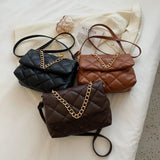 Vintage Texture Rhombus Crossbody Bag Chains Messenger Handbag