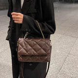 Vintage Texture Rhombus Crossbody Bag Chains Messenger Handbag