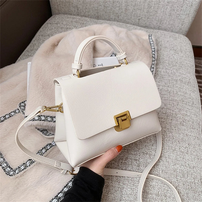 Vintage Winter PU Leather Tote Bag Women Handbag Mini Shoulder Messenger