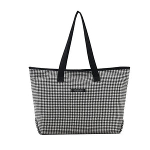 Vintage Houndstooth Tote Bag Women's Large Capacity Shoulder Bag