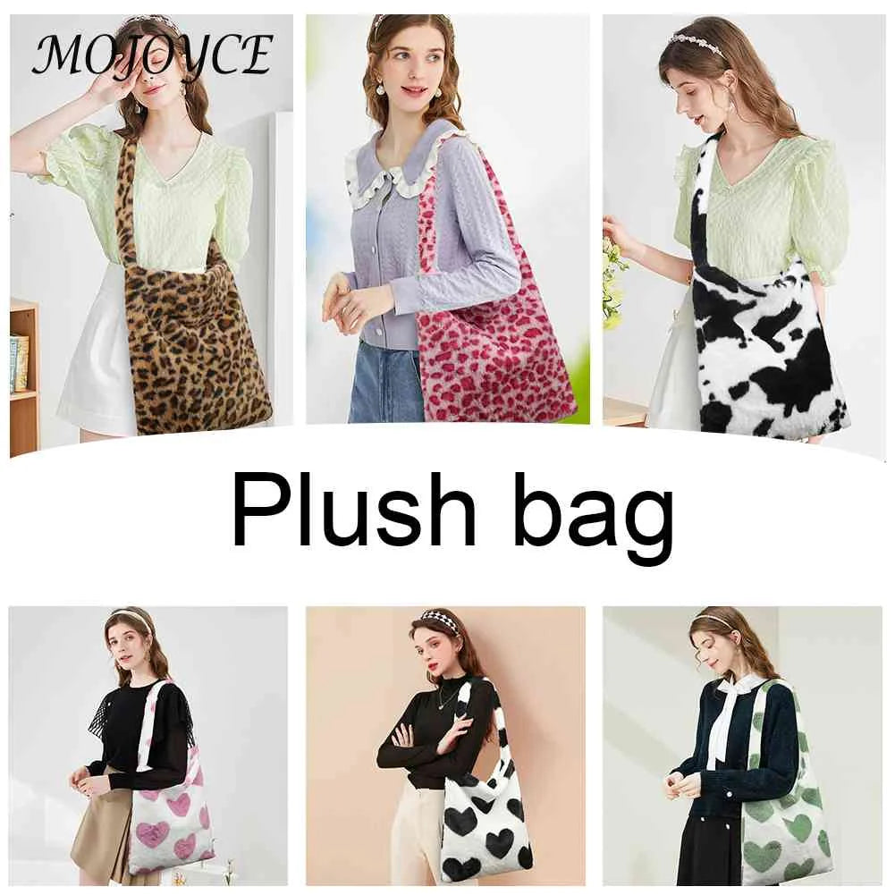 Vintage Tote Messenger Bag Love Print Leopard Autumn Winter