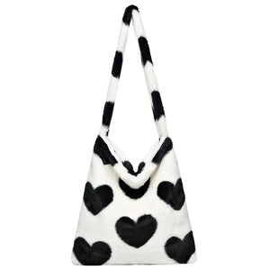 Vintage Tote Messenger Bag Love Print Leopard for Autumn Winter