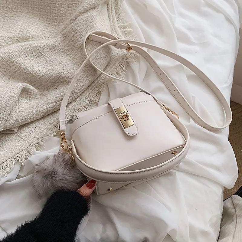 Vintage Bucket Bag Winter PU Leather Women Handbag