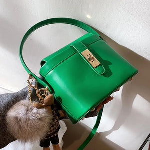 Vintage Bucket Bag Winter PU Leather Women Handbag