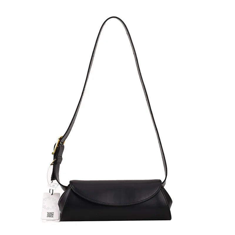Vintage PU Leather Wide Strap Shoulder Bag for Women